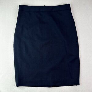 Brooks Brothers Red Fleece Navy Blue Wool Blend Stretch Pencil Skirt